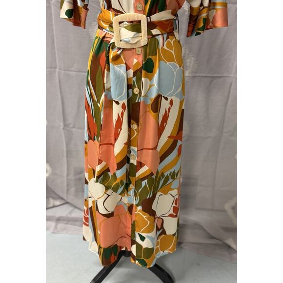 Zara Tortoiseshell Belted Shirt Dress Woman’s Size Small Abbott Elementary NWT - Picture 3 of 12